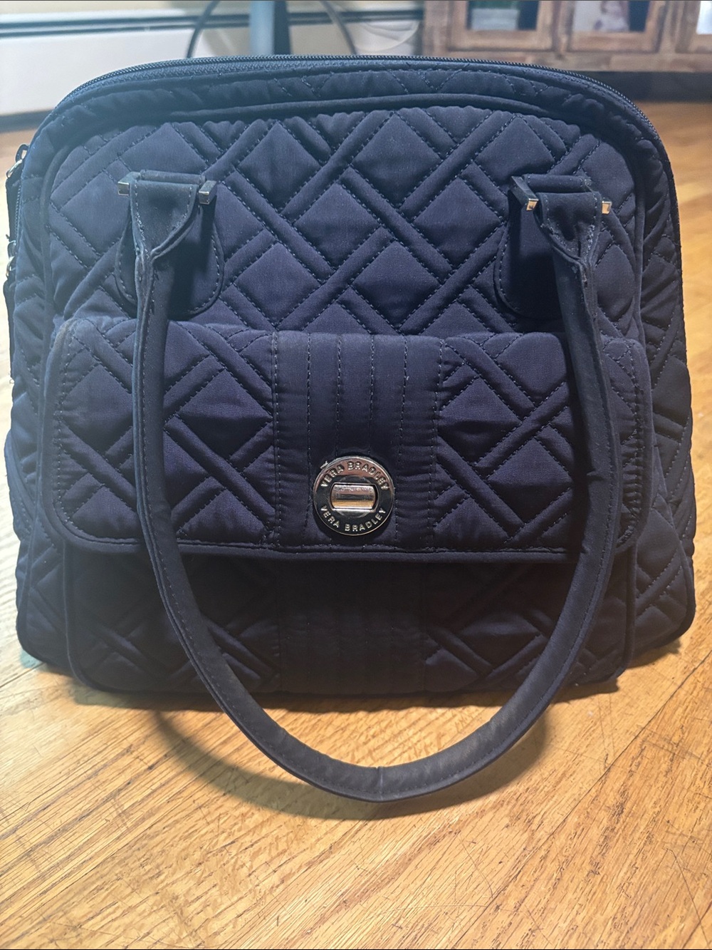 Vera Bradley Quilted Navy Tote Satchel